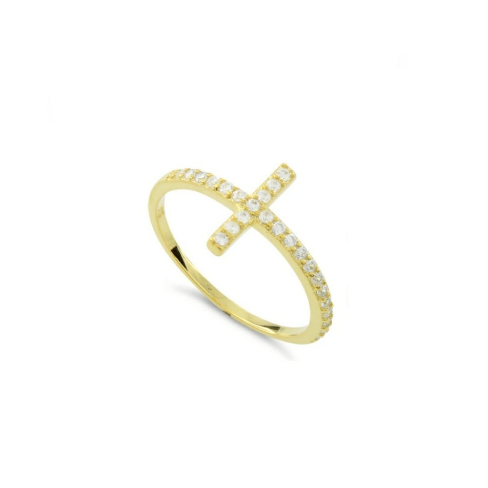 🥰 GOLD MIDI CROSS STERLING SILVER RING